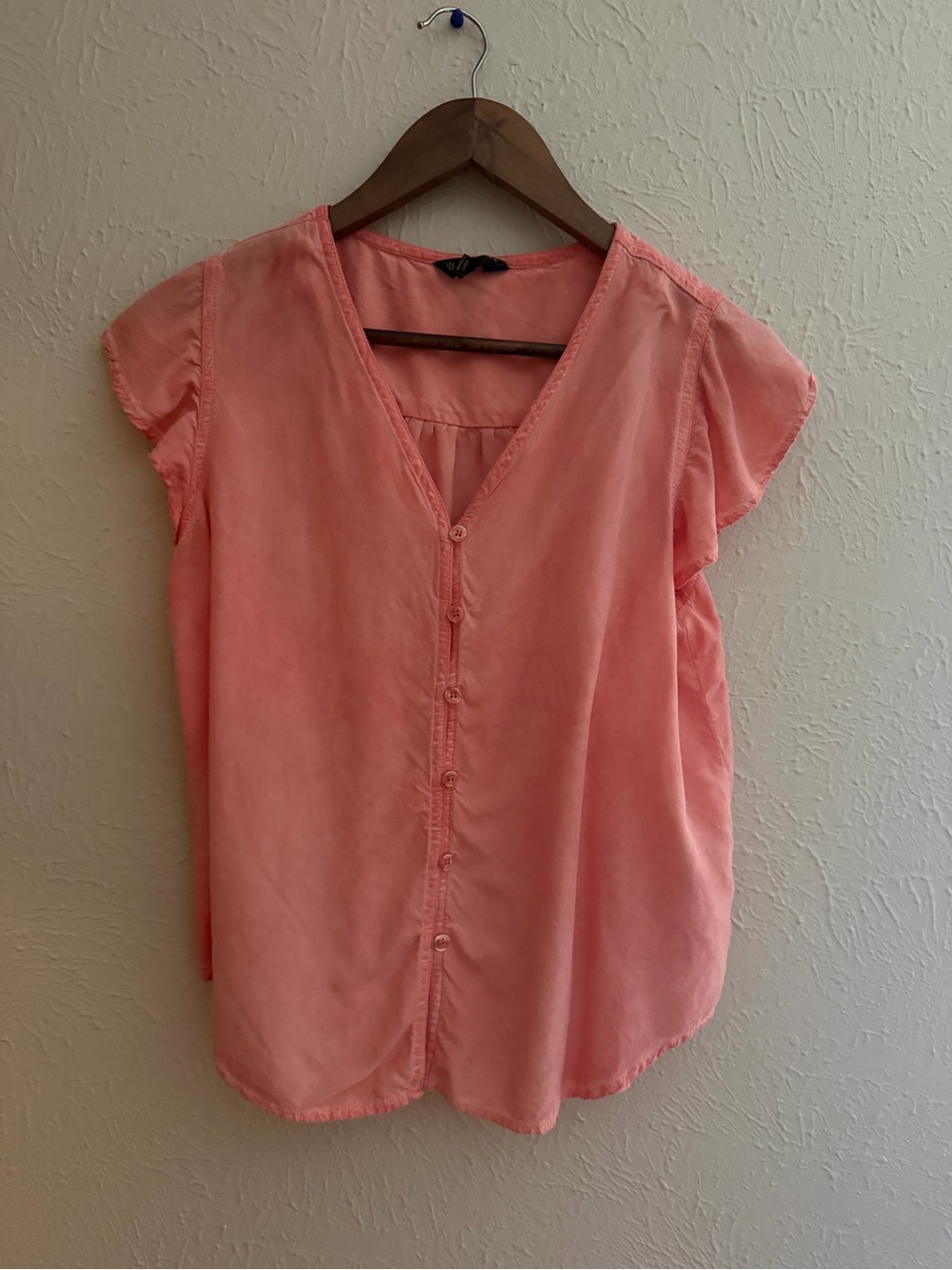 Velvet Heart Coral Pink Button Front Blouse | Women’s Medium